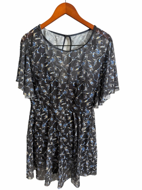BloomChic Other - BloomChic Black Floral One-Piece Swimsuit with Blue and White Accents